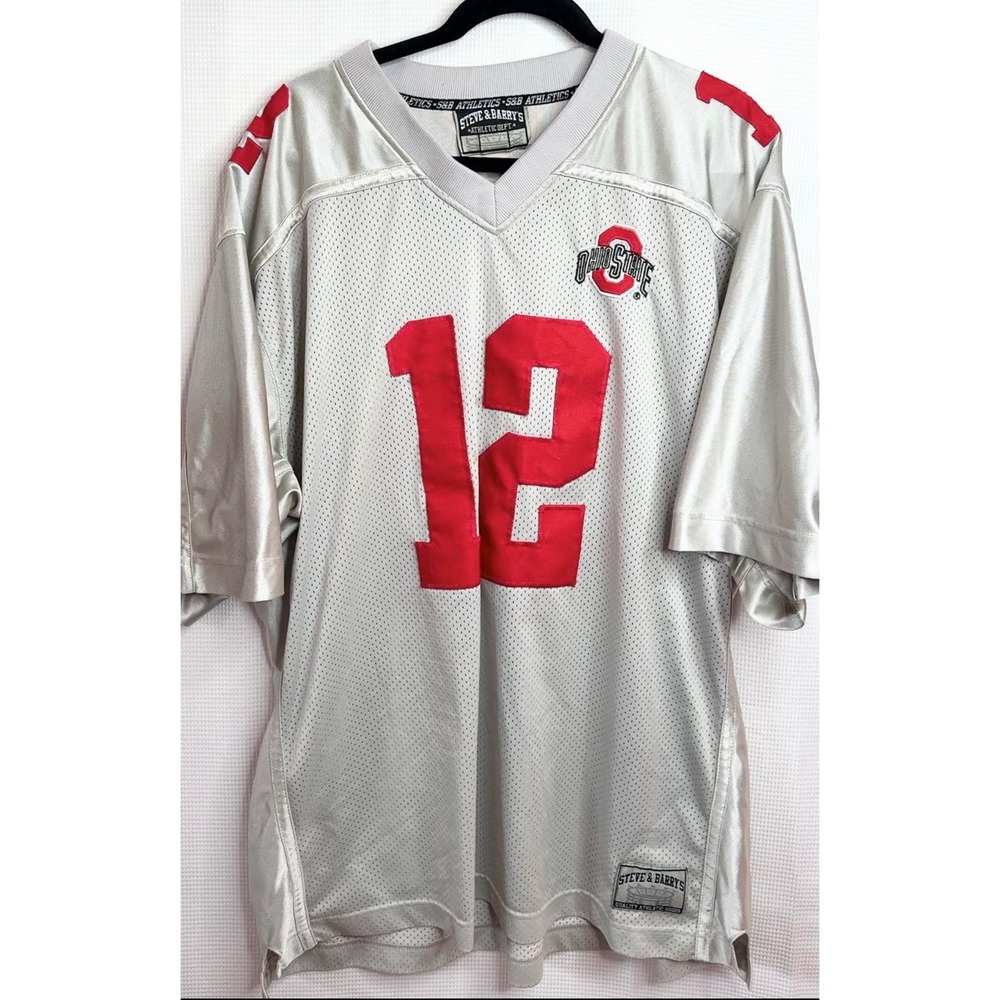 VTG Steve & Barrys Ohio State Buckeyes Jersey Mens XXL Silver Red Number 12 Mesh